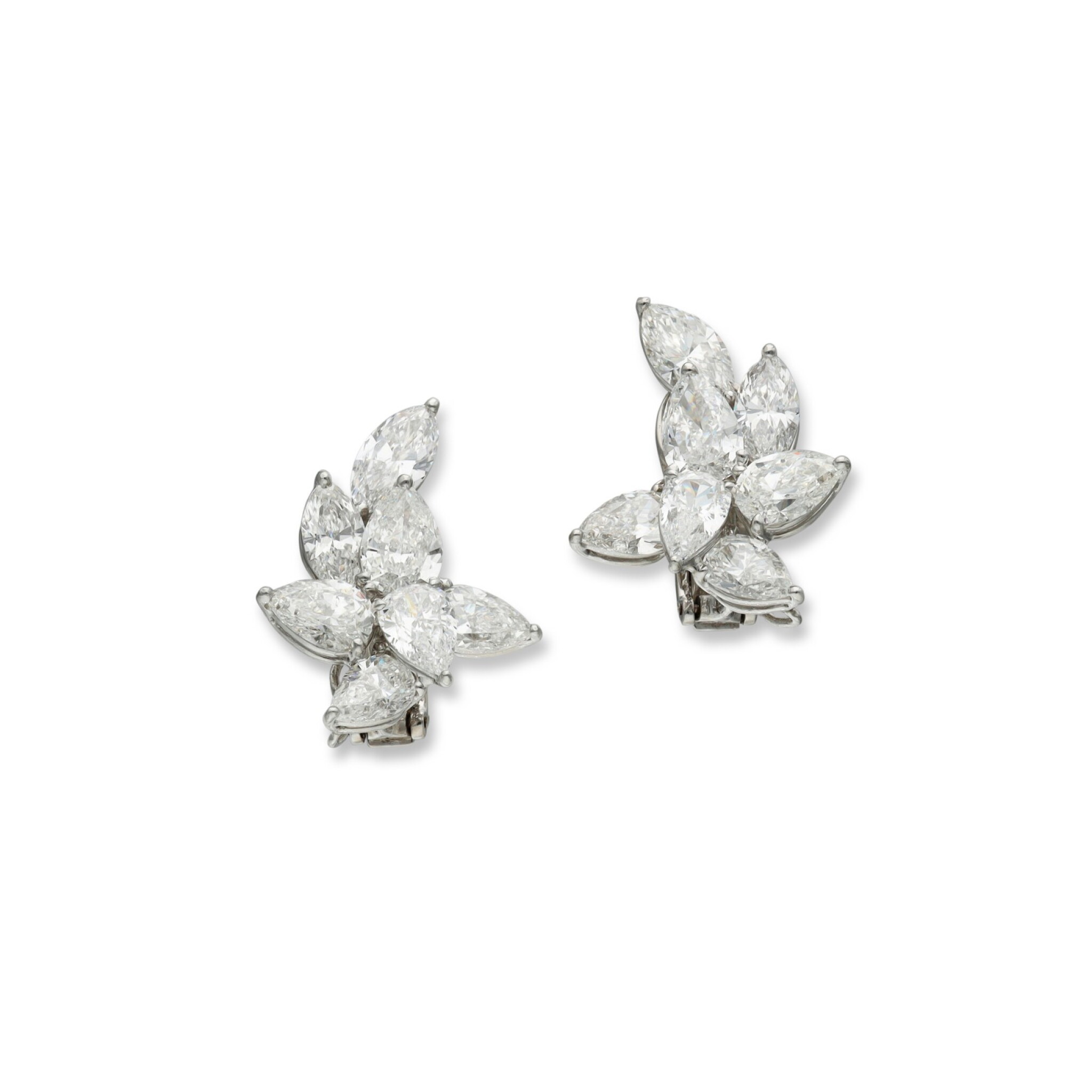Platinum and 11.60ctw Diamond Cluster Earrings — view 1