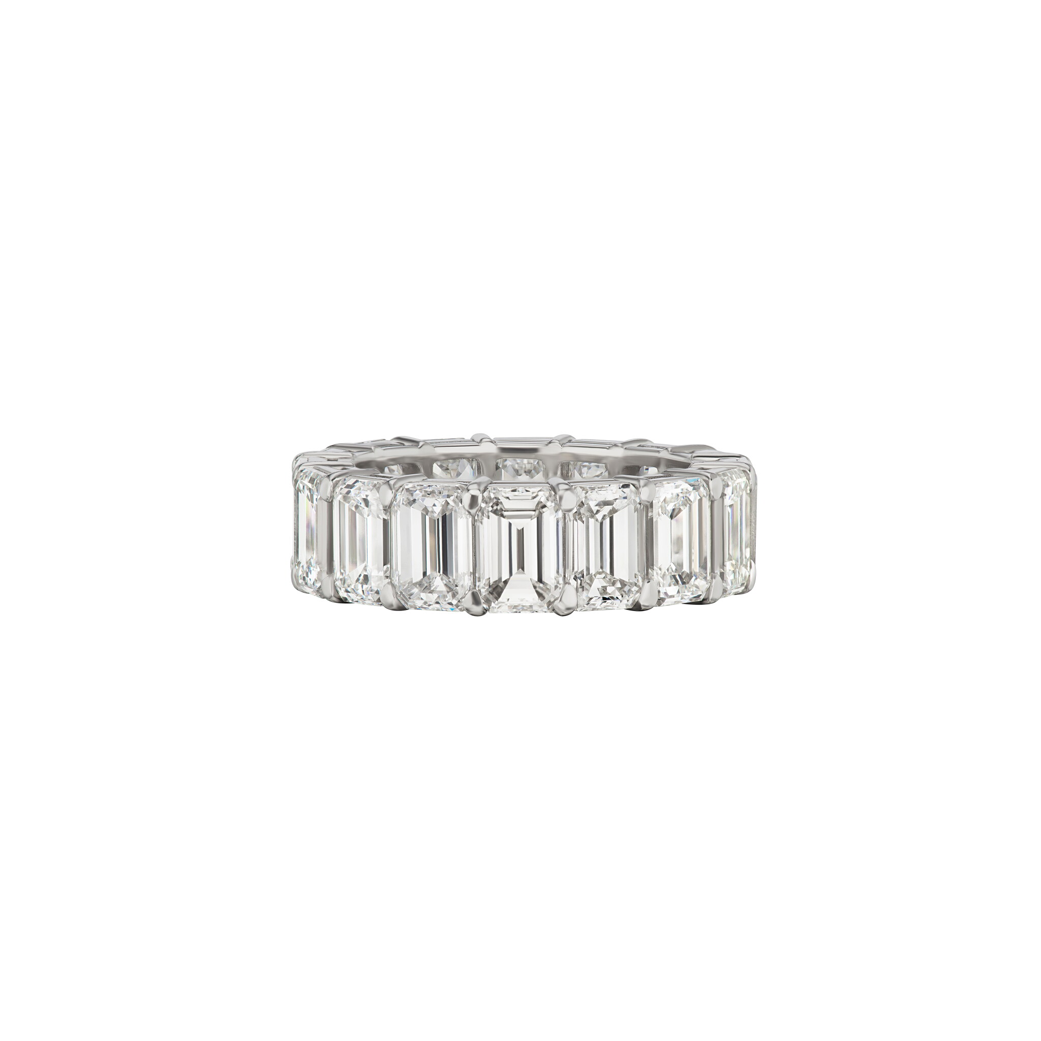 Platinum and 8.55ctw Emerald Cut Diamond Eternity Band Ring — view 1