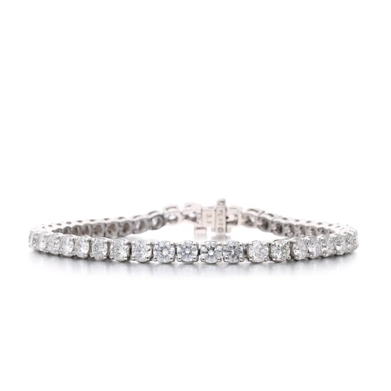 Platinum and 8.70ctw Round Brilliant Cut Diamond Tennis Bracelet