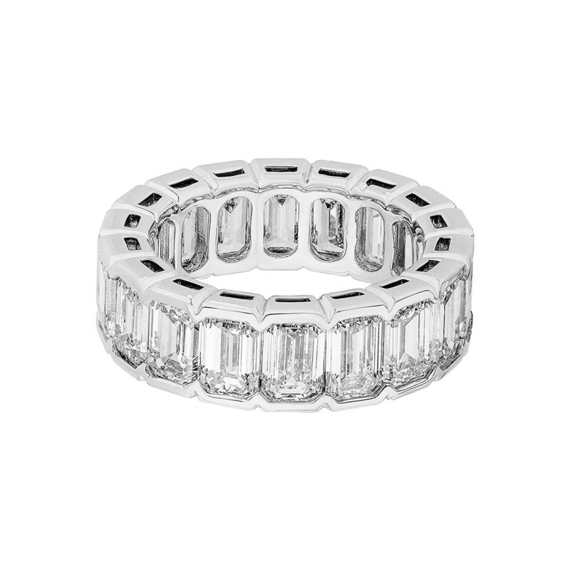 Platinum and 9.00ctw Emerald Cut Diamond Eternity Band Ring