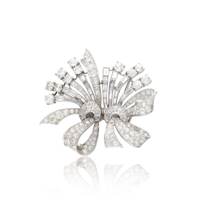 Platinum and Diamond Art Deco Convertible Double Clip Brooch