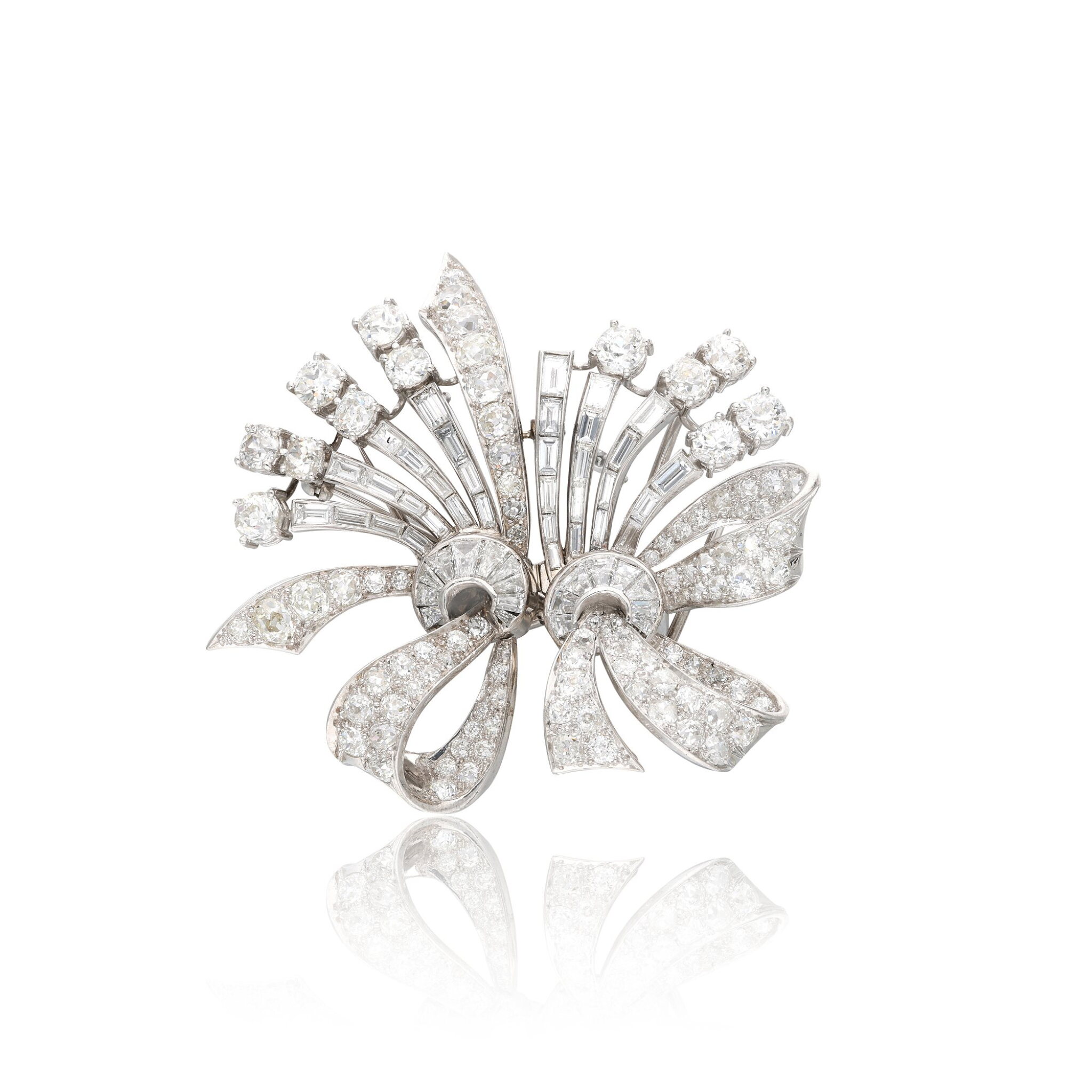 Platinum and Diamond Art Deco Convertible Double Clip Brooch — view 1