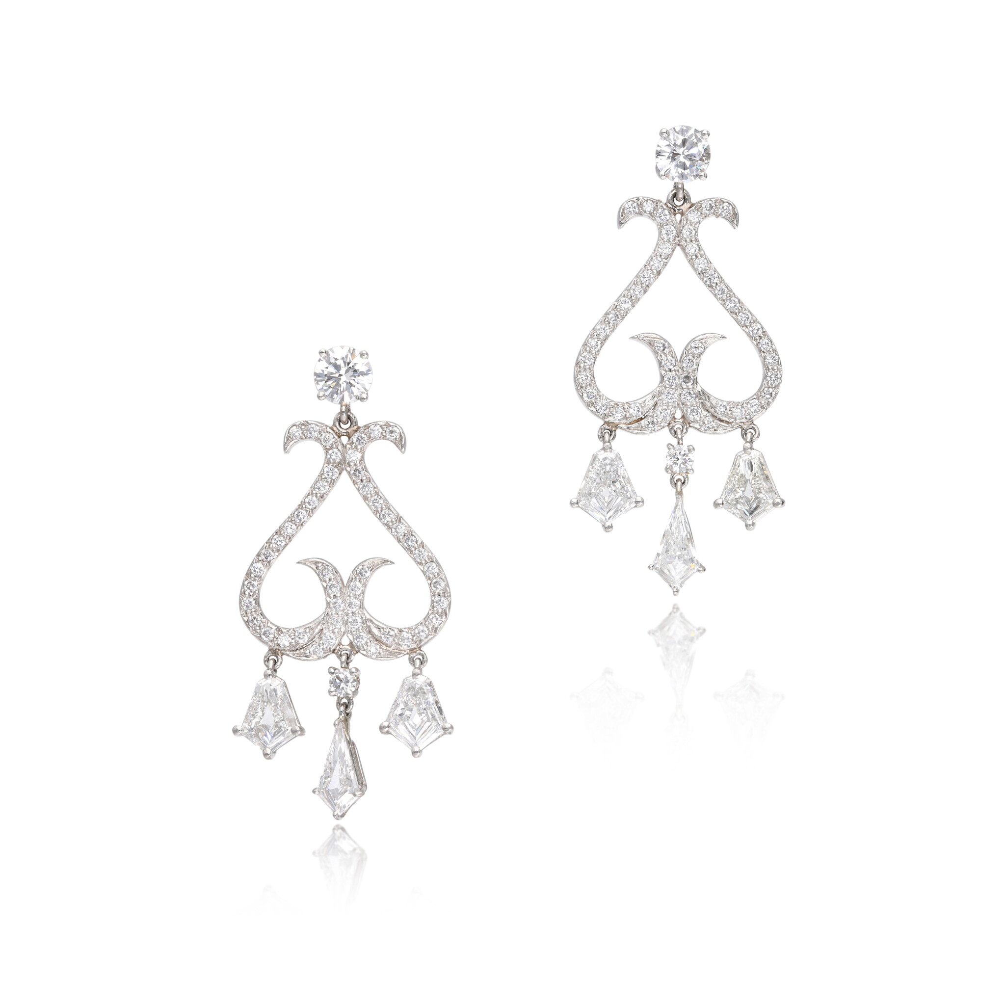 Platinum and Diamond Chandelier Earrings — view 1