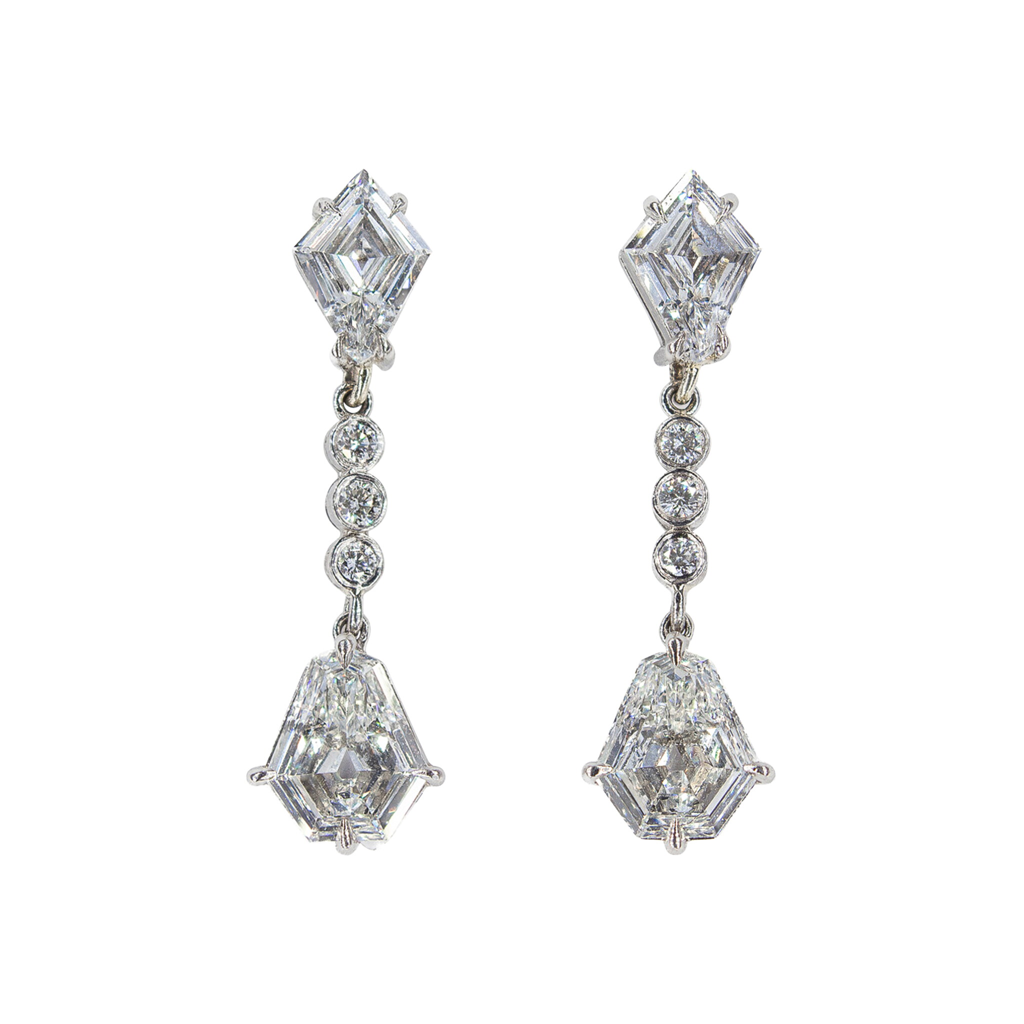 Platinum and Diamond Drop Earrings — view 1