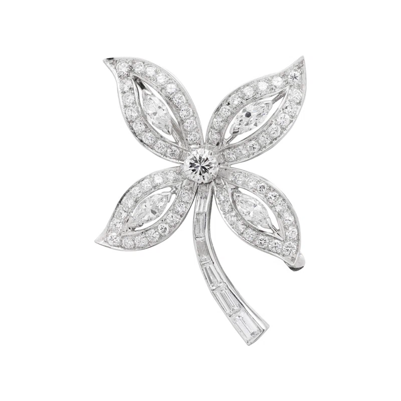 Platinum and Diamond Floral Brooch