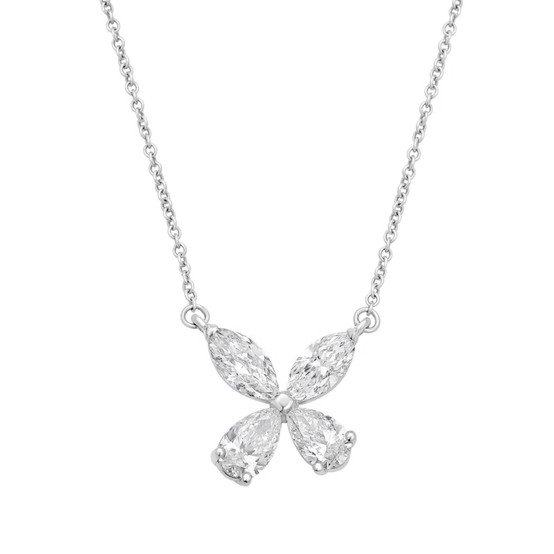 Platinum and Diamond Floral Pendant Necklace