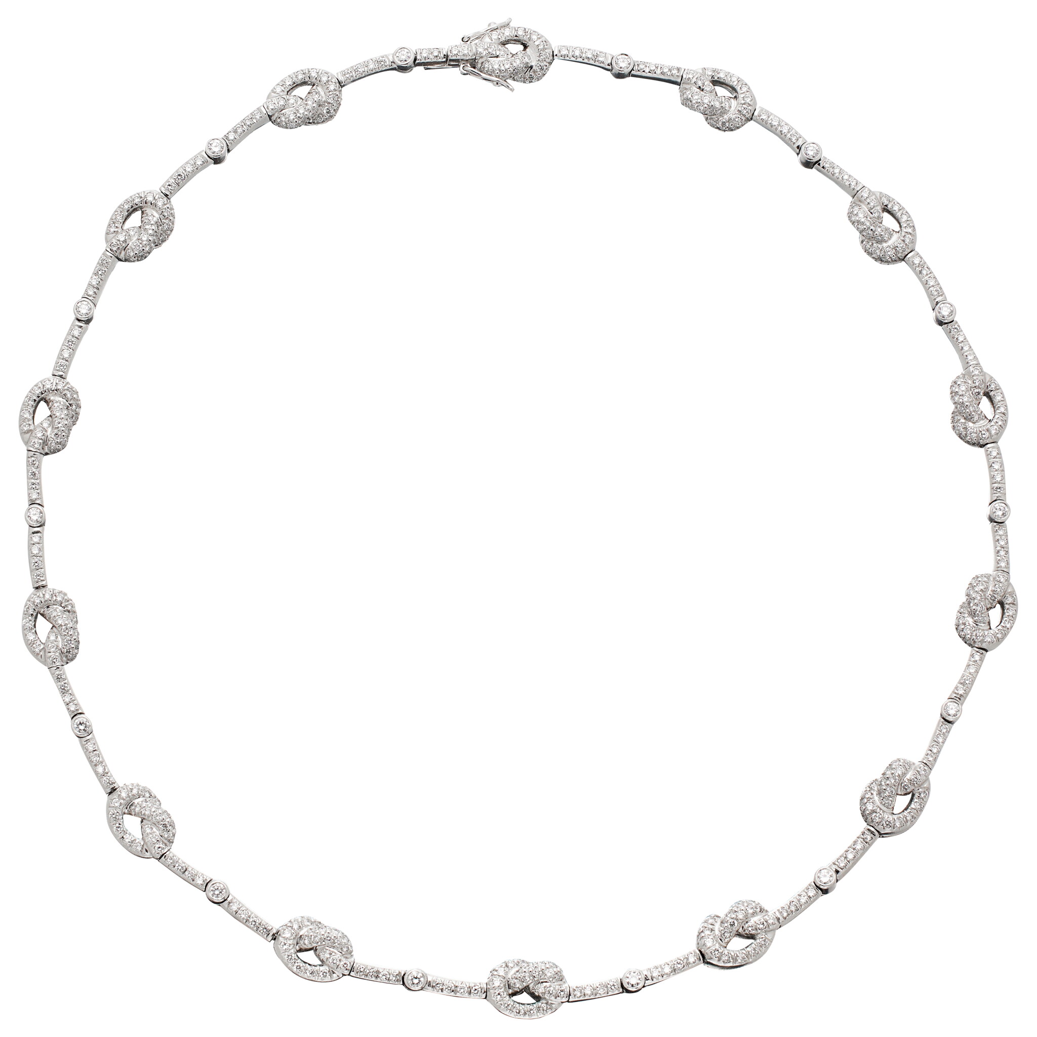 Platinum and Diamond Love Knot Necklace — view 1