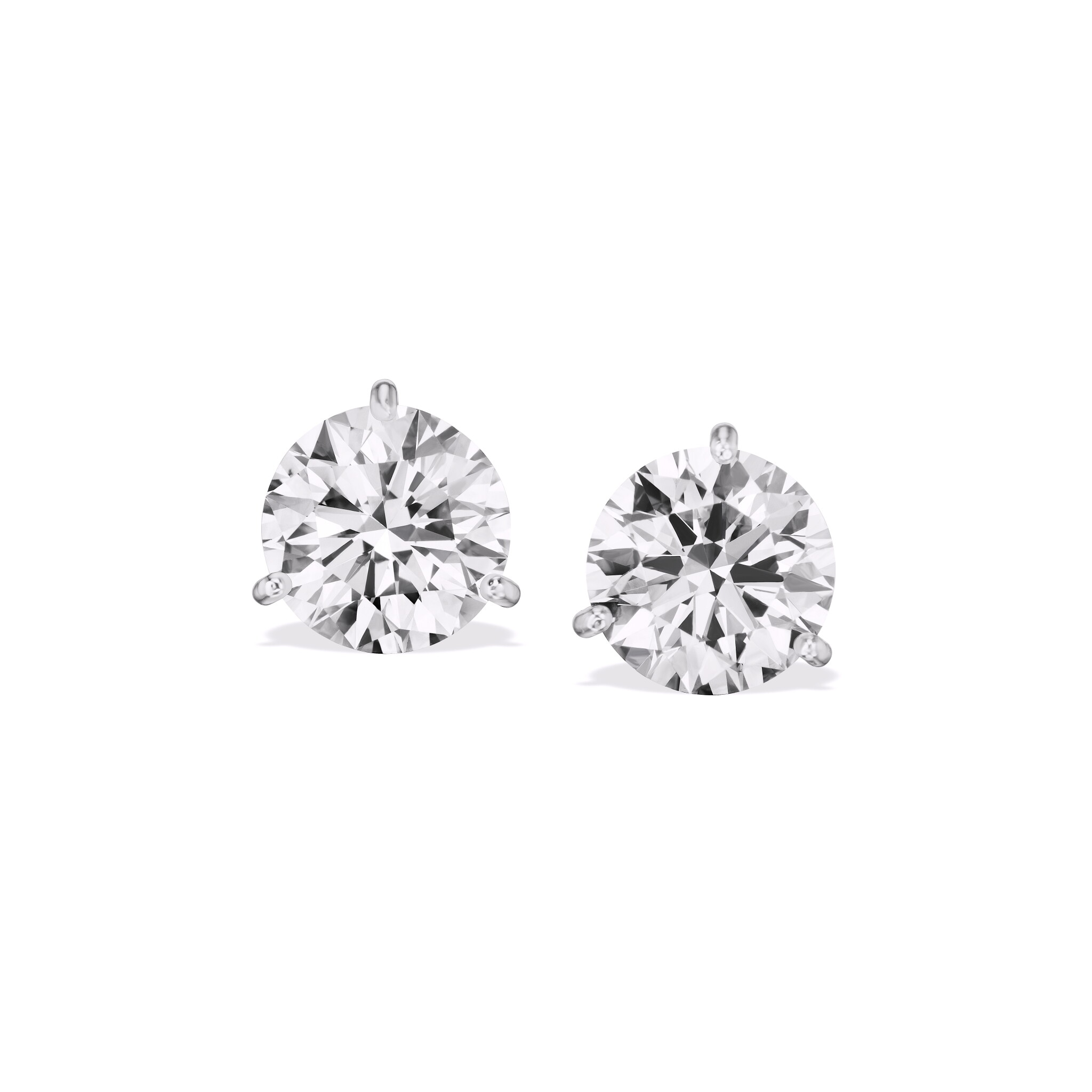 Platinum and 2.80ctw Round Brilliant Cut Diamond Stud Earrings — view 1