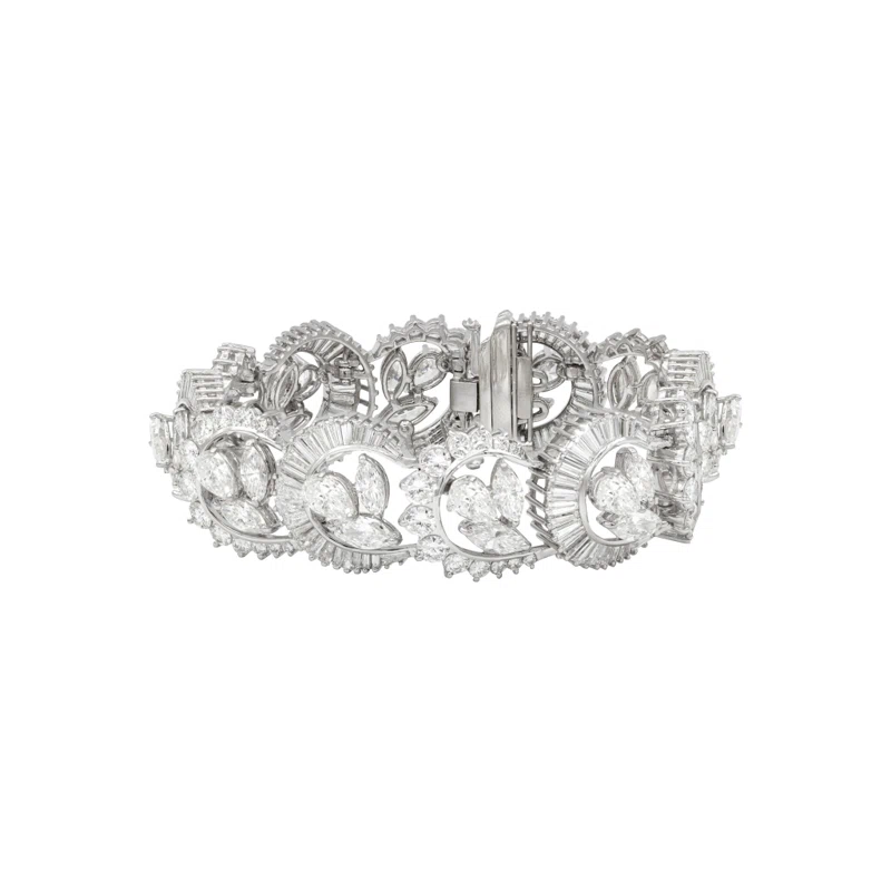 Platinum and Fancy Cut Diamond Bracelet
