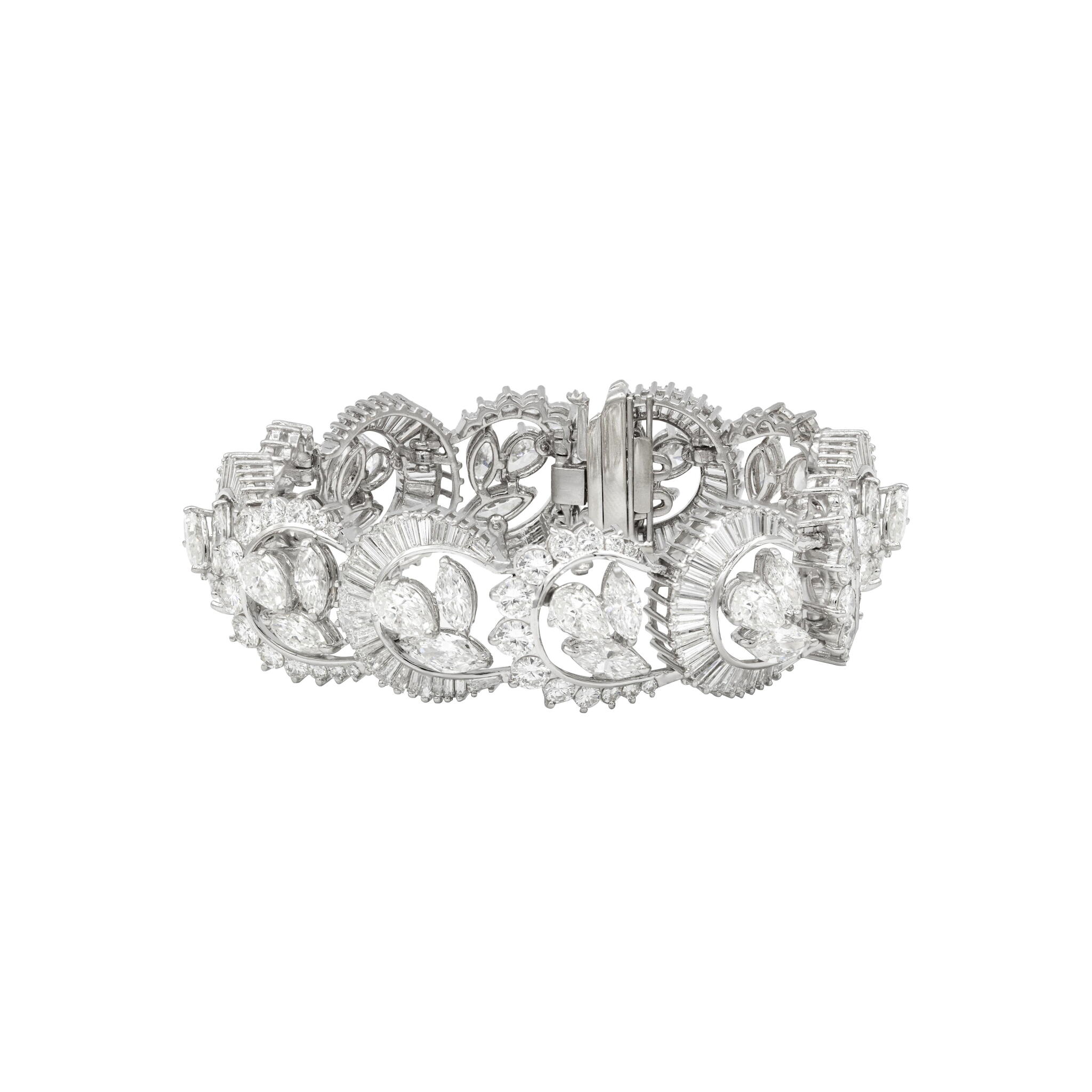 Platinum and Fancy Cut Diamond Bracelet — view 1