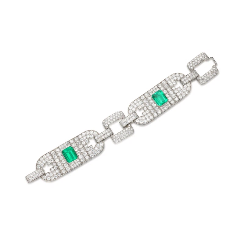 Platinum, Colombian Emerald and Diamond Bracelet