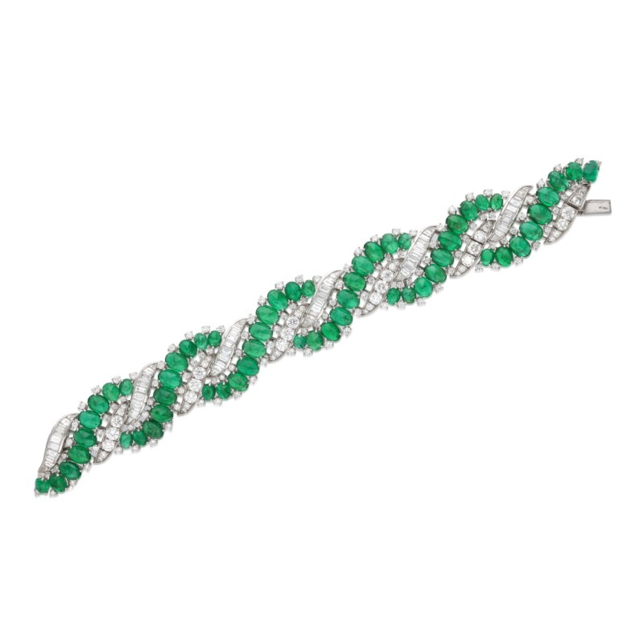 Platinum, Emerald and Diamond Bracelet — view 1