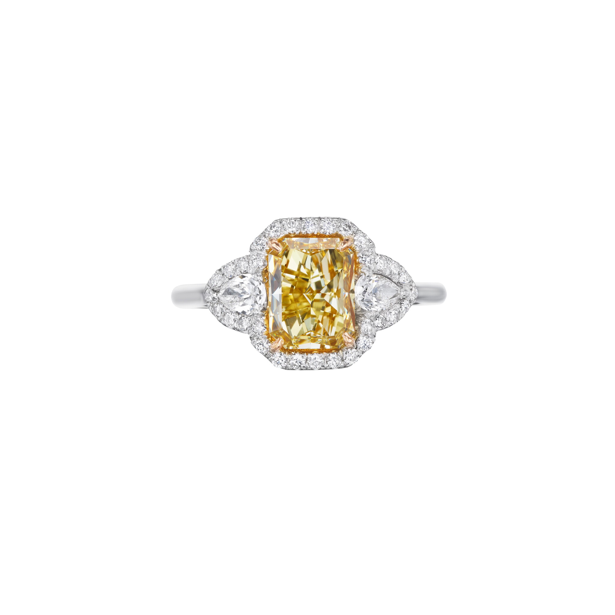 Platinum, Gold, 1.56ct Radiant Cut Fancy Brownish Yellow Diamond and Diamond Ring — view 1