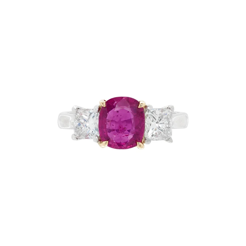 Platinum, Gold, 1.70ct Mozambique Ruby and Diamond Ring