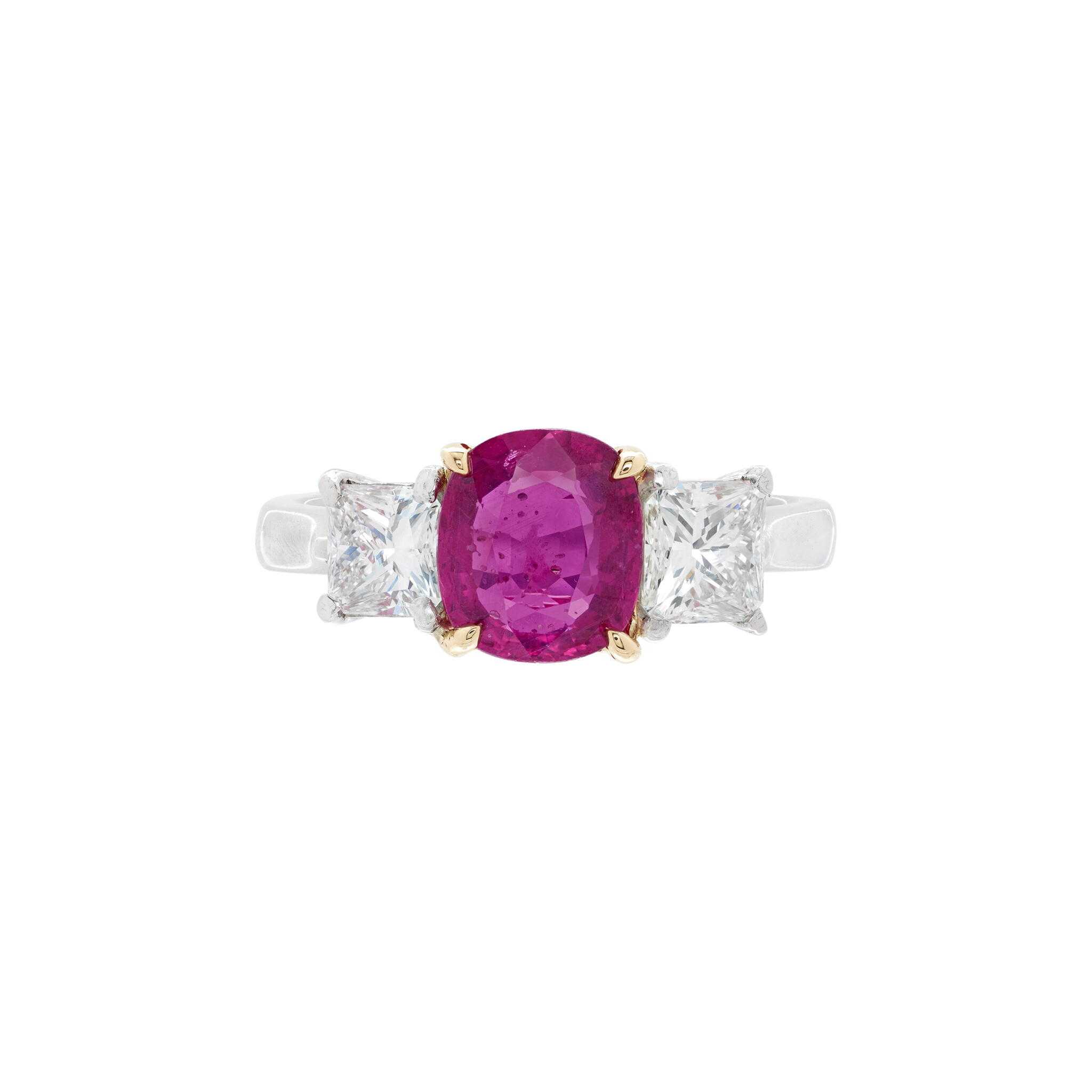 Platinum, Gold, 1.70ct Mozambique Ruby and Diamond Ring — view 1