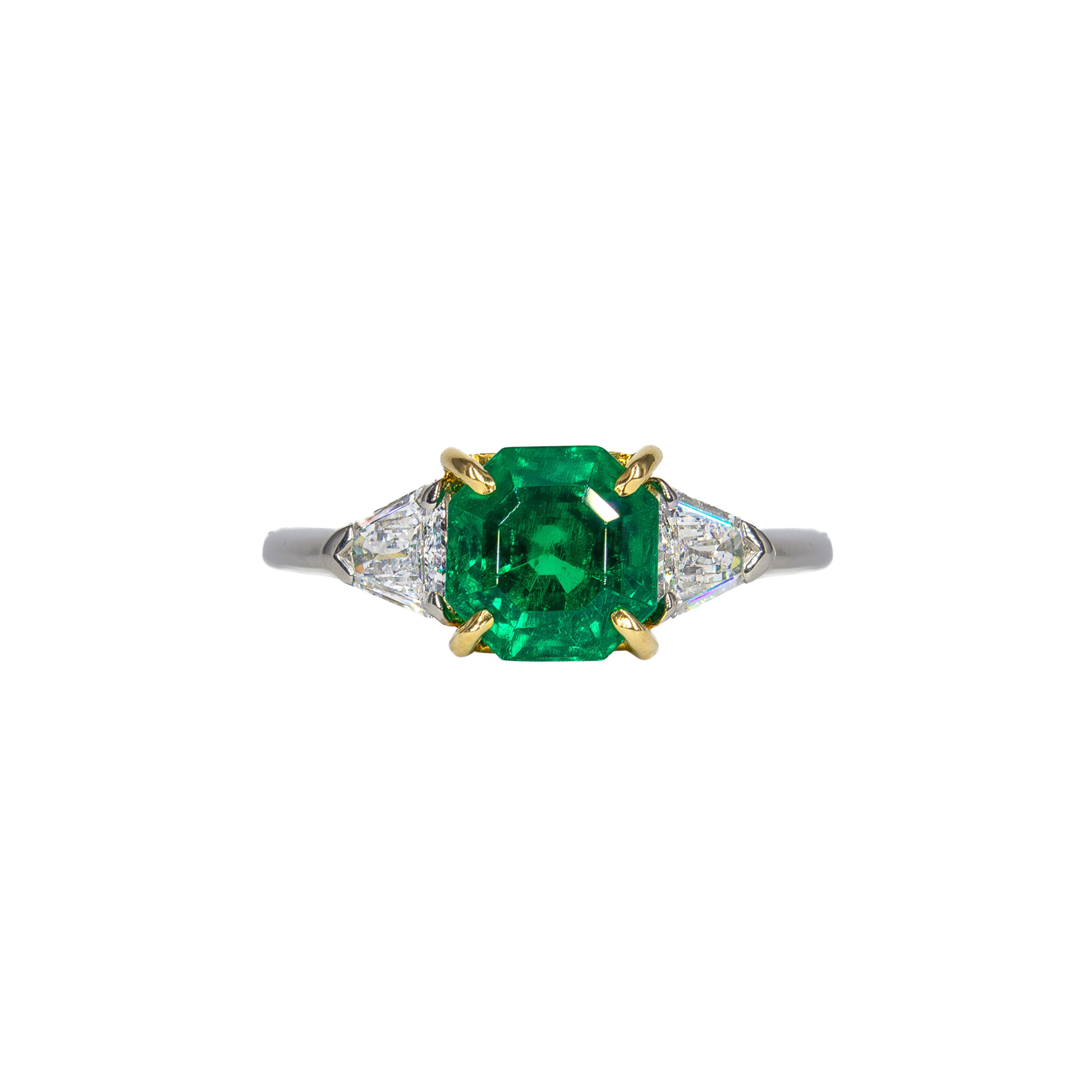 Platinum, Gold, 1.84ct Colombian Emerald and Diamond Ring — view 1