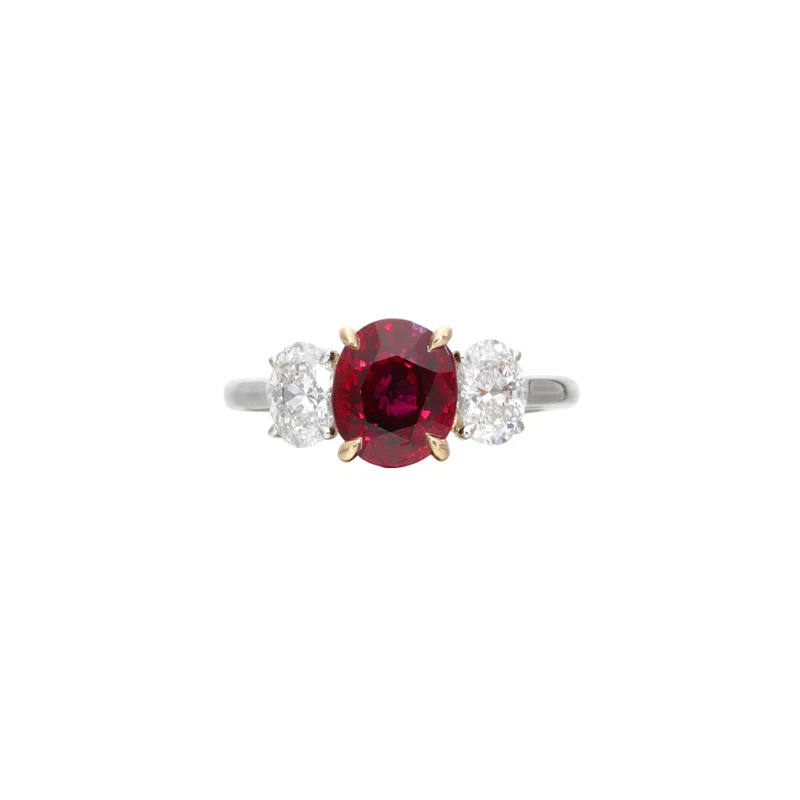 Platinum, Gold, 2.40ct Burmese Ruby and Diamond Ring