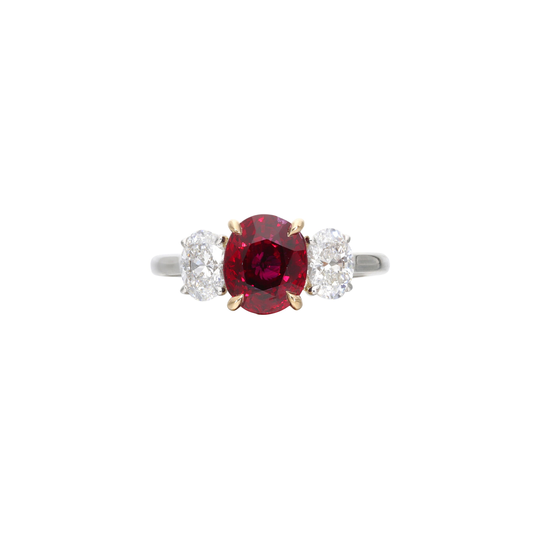 Platinum, Gold, 2.40ct Burmese Ruby and Diamond Ring — view 1