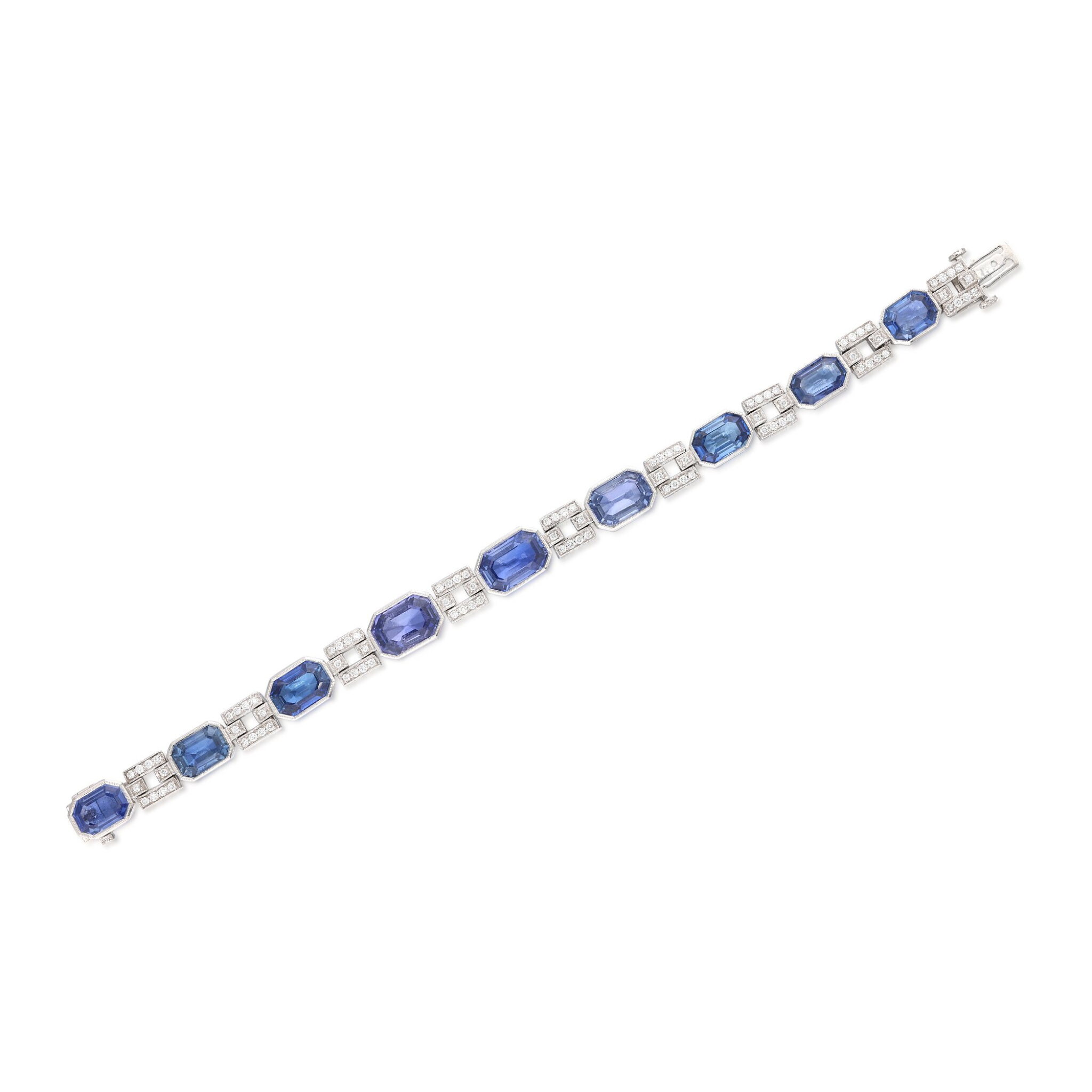 Platinum, Sapphire and Diamond Bracelet — view 1