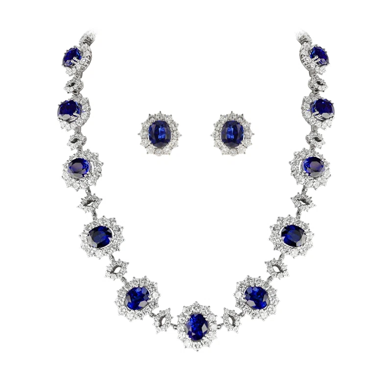 Platinum, Sapphire and Diamond Demi Parure