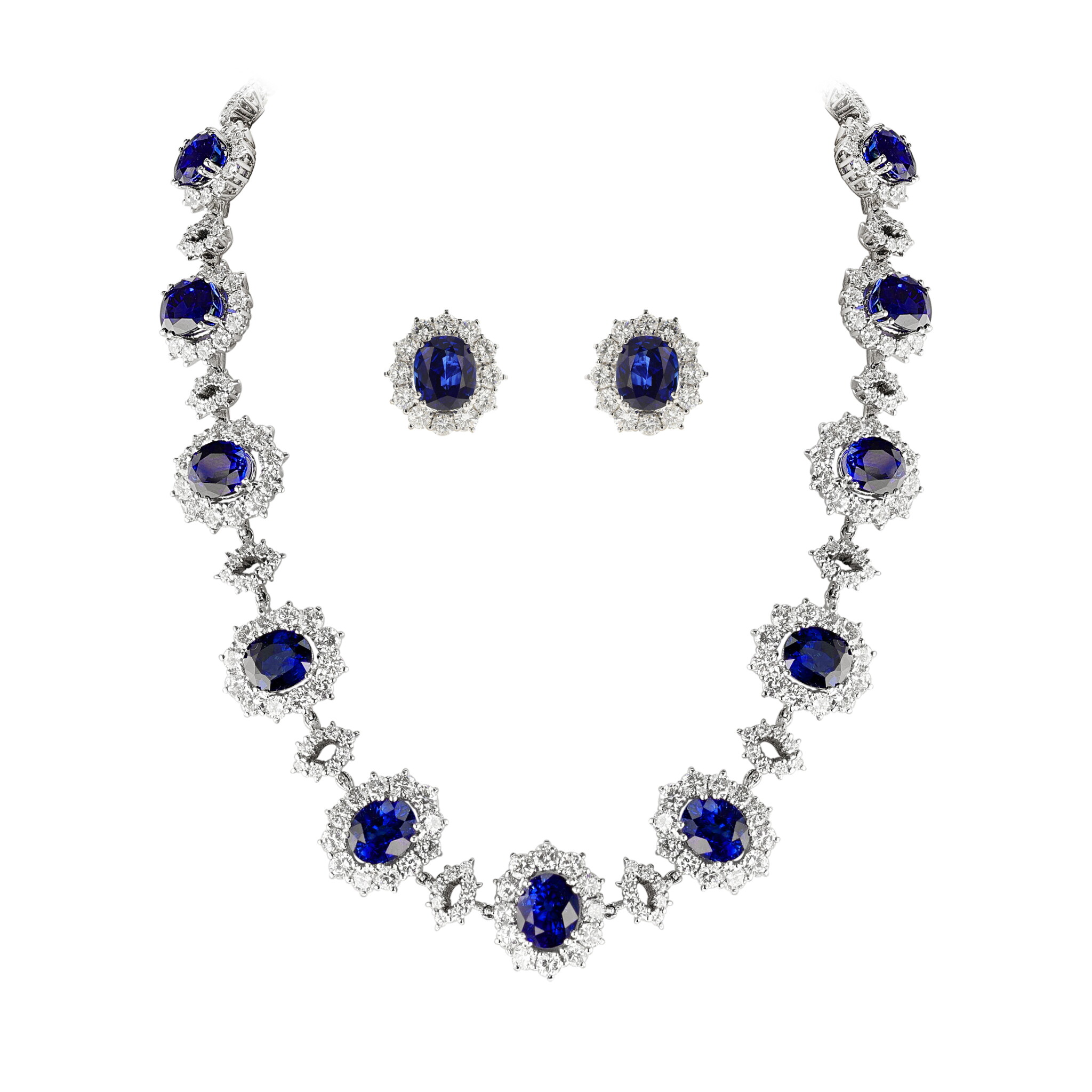 Platinum, Sapphire and Diamond Demi Parure — view 1