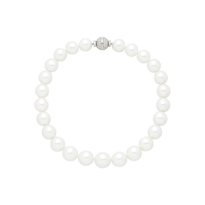Platinum, South Sea Cultured Pearl and Diamond Necklace