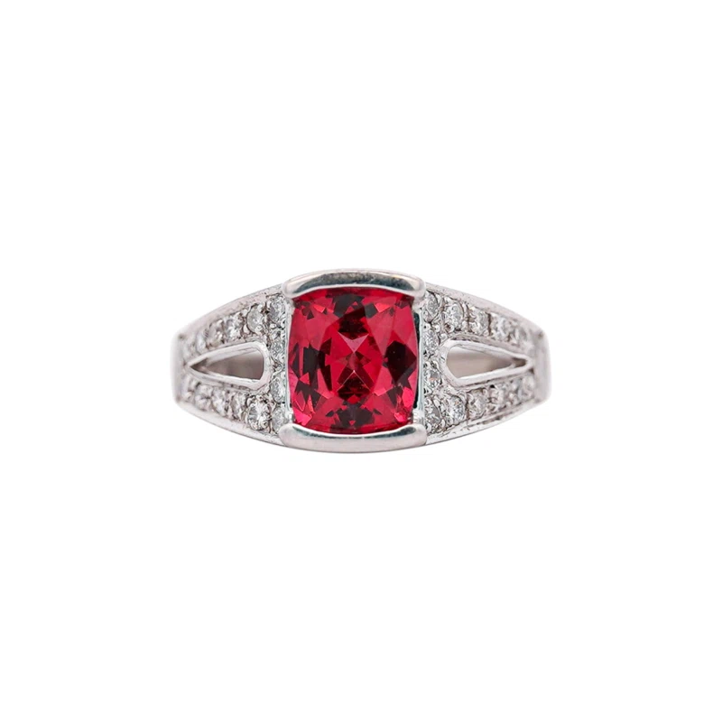 Platinum, Spinel and Diamond Ring