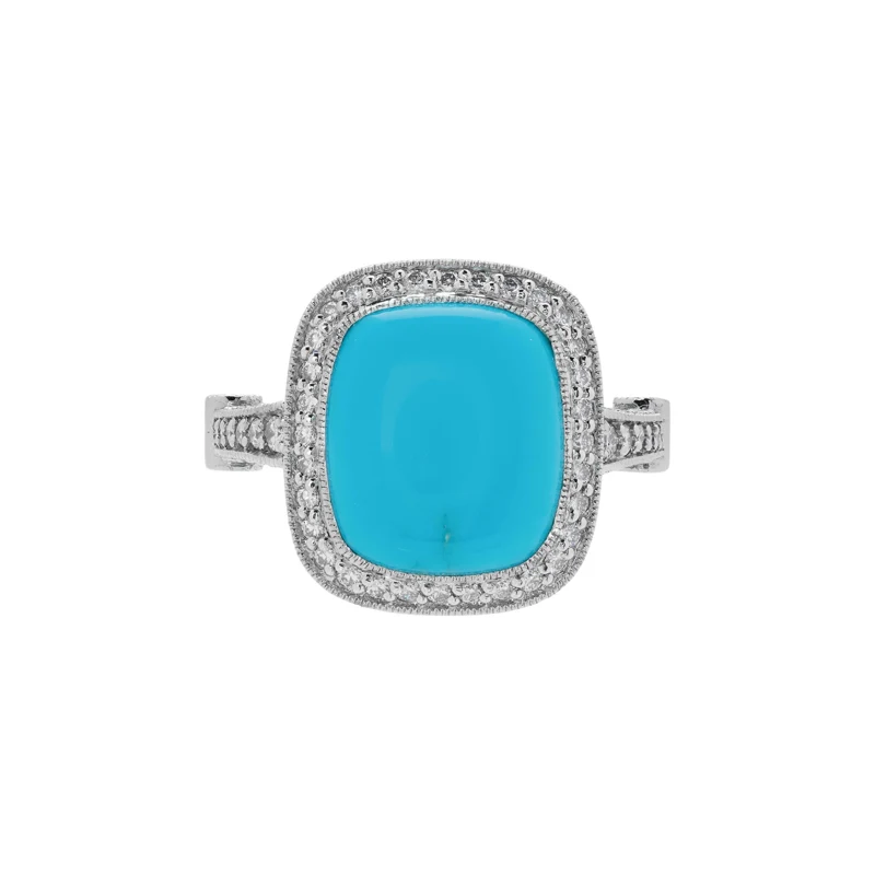 Platinum, Turquoise and Diamond Ring