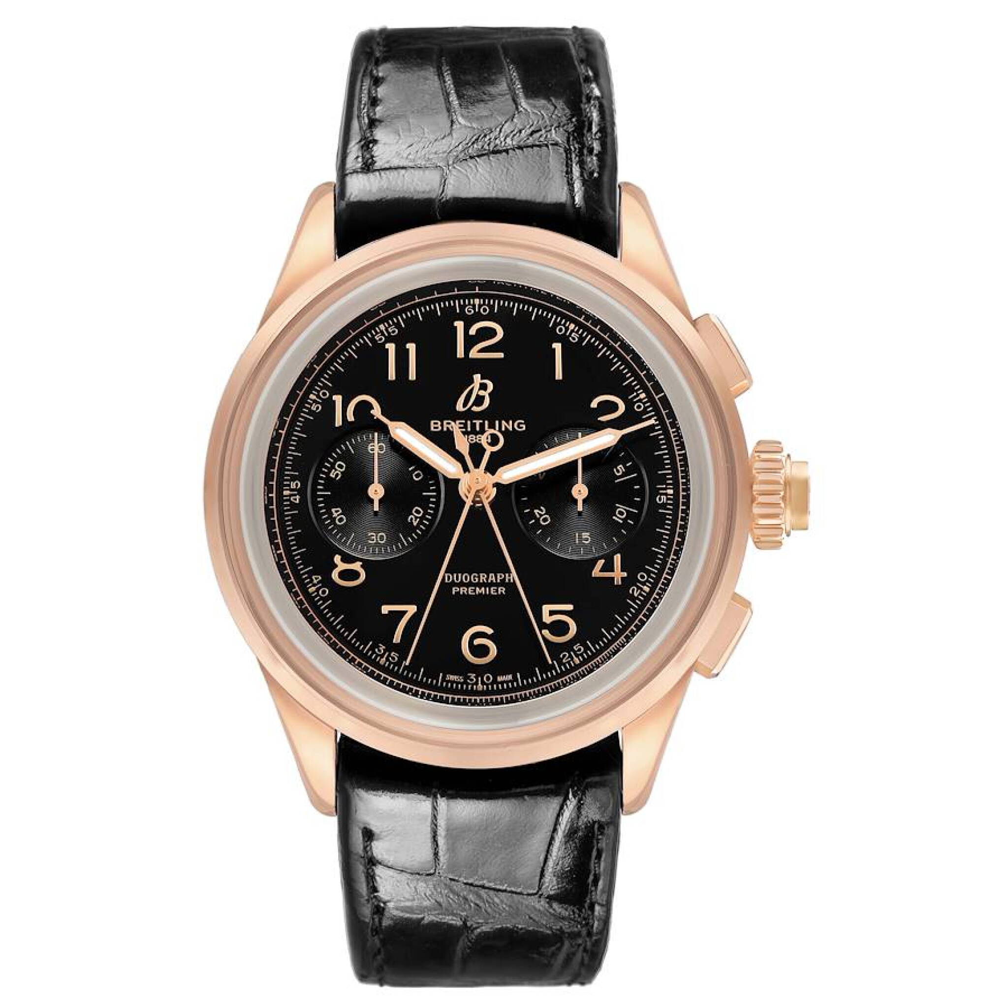 Premier B15 Duograph (Reference RB1510251B1P1). A 42mm rose gold manual wind wristwatch with split second chronograph. — view 1