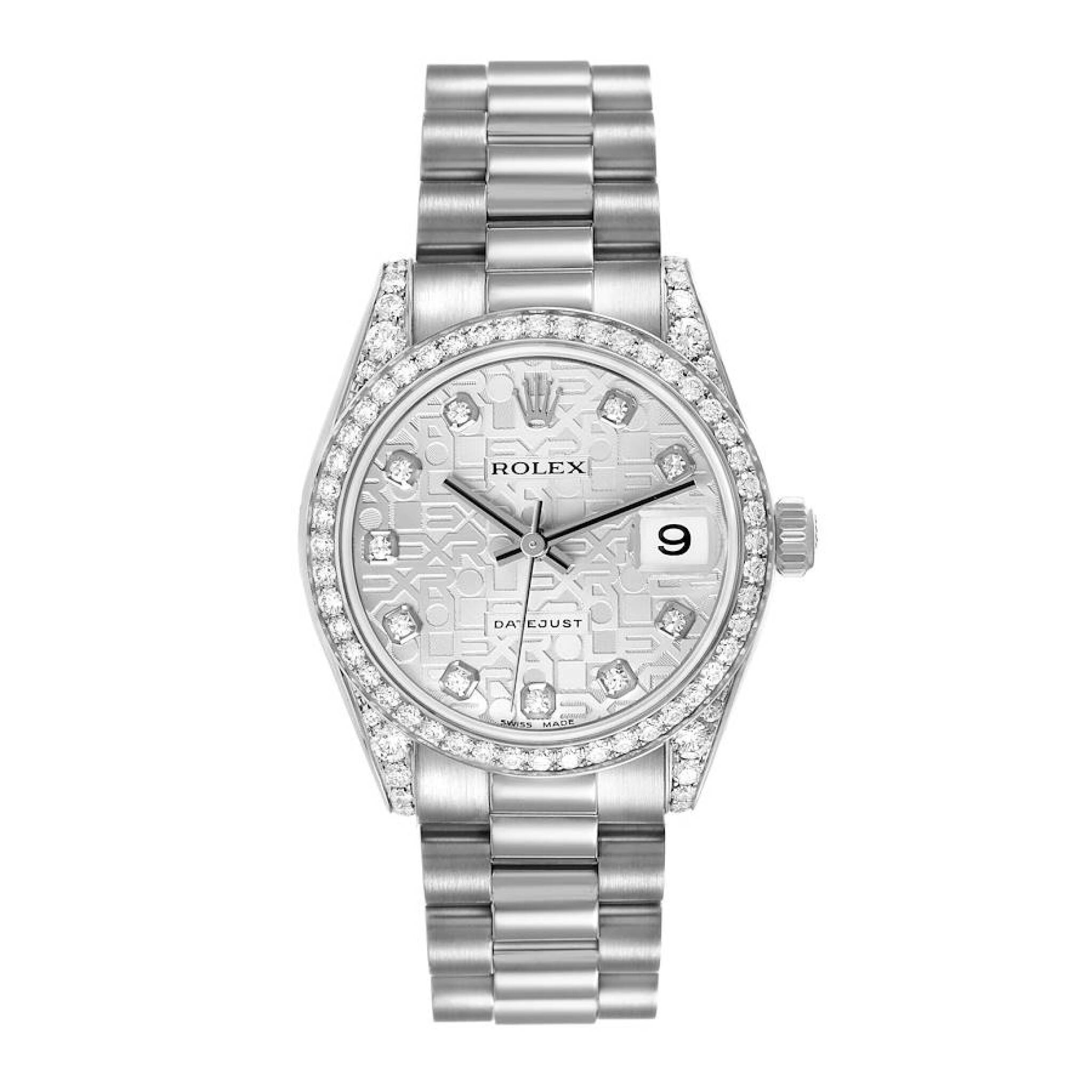 President Datejust (Reference 178159). A 31mm white gold diamond-set automatic wristwatch with date. 2007 — view 1