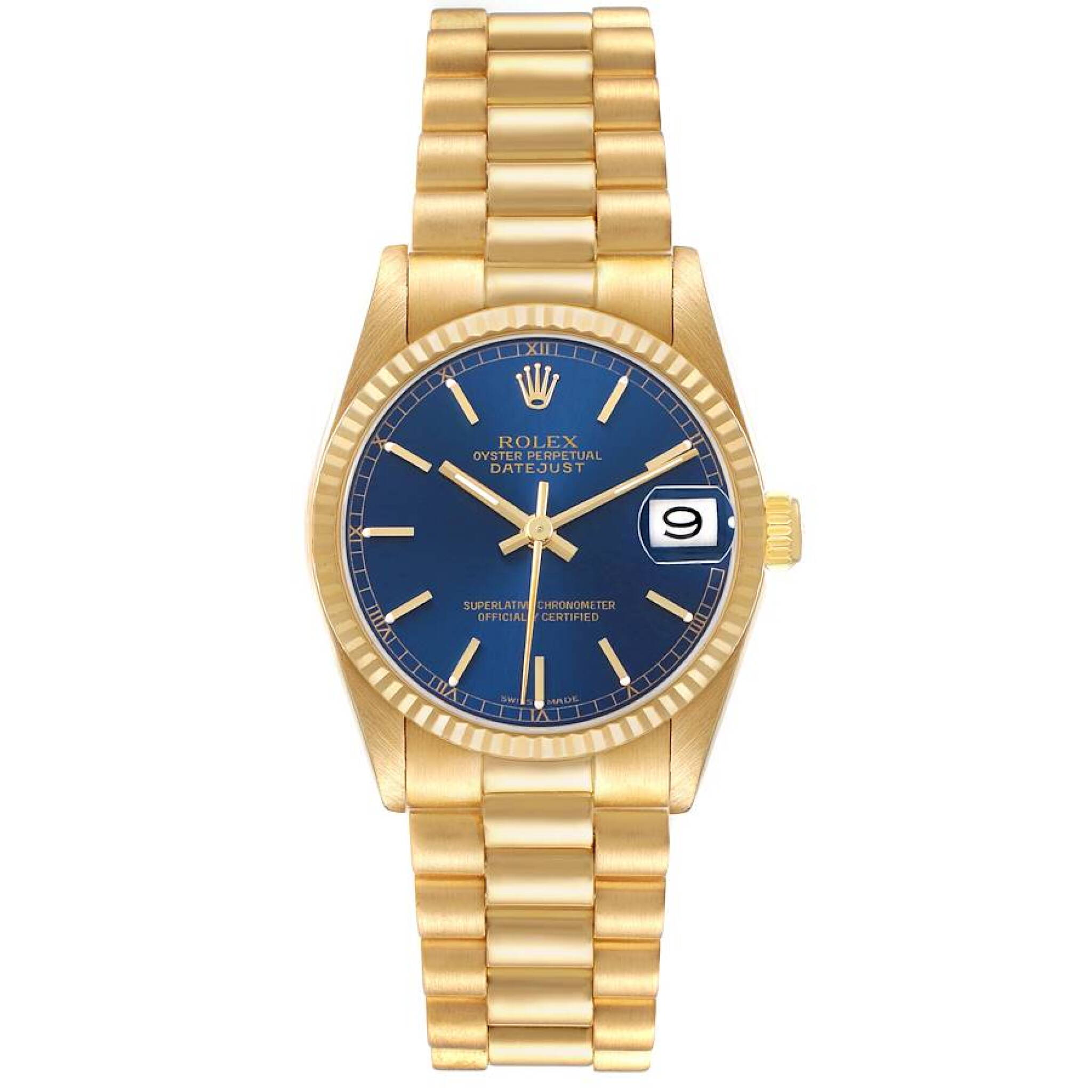 President Datejust (Reference 68278). A 31mm yellow gold automatic wristwatch with date. 1986-1987 — view 1