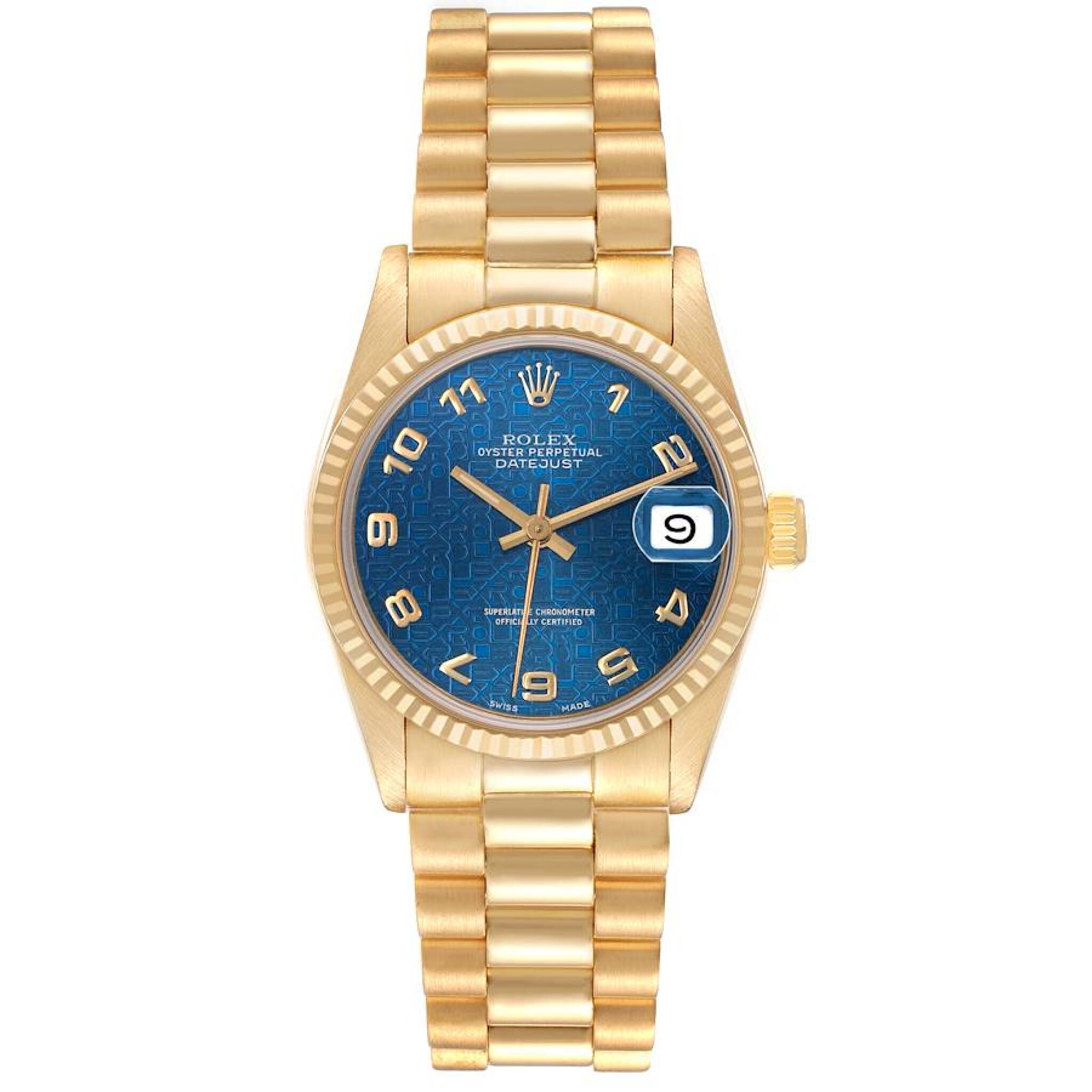 President Datejust (Reference 68278). A 31mm yellow gold automatic wristwatch with date. 1989-1990 — view 1