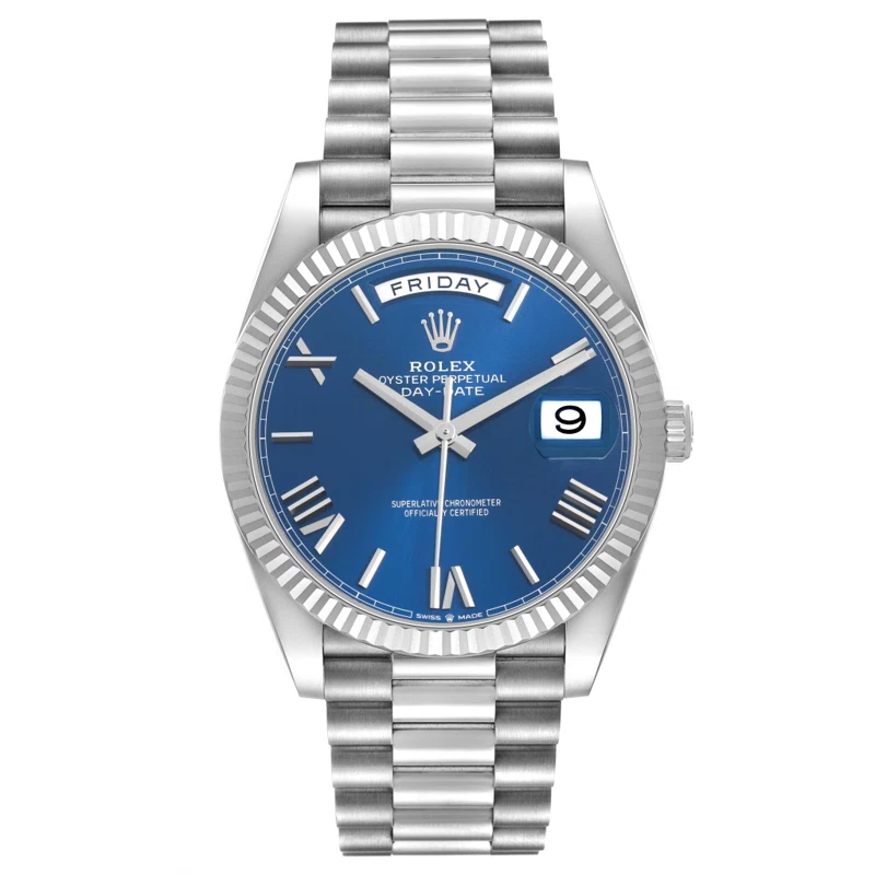 President Day-Date (Reference 228239). A 40mm white gold automatic wristwatch with date and day. 2020