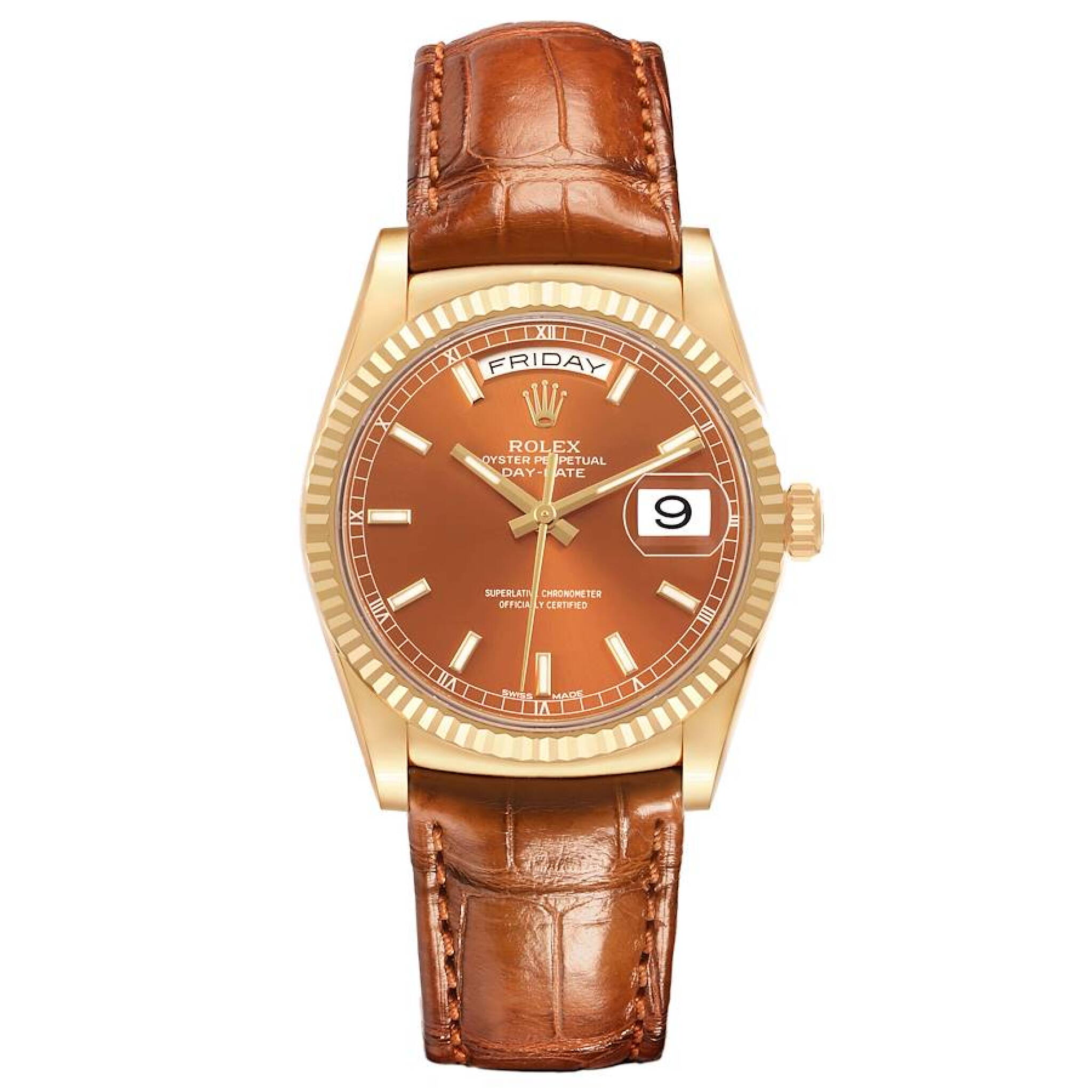 President Day-Date (Reference 118138). A 36mm yellow gold automatic wristwatch with date and day. — view 1