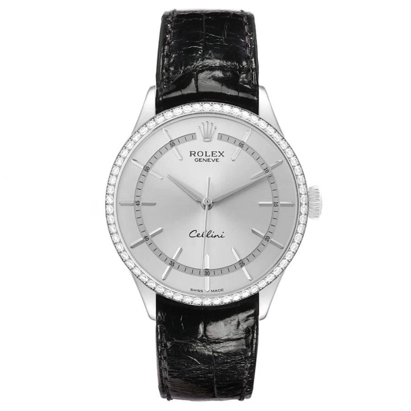Cellini (Reference 50709). A 39mm white gold diamond-set automatic wristwatch.