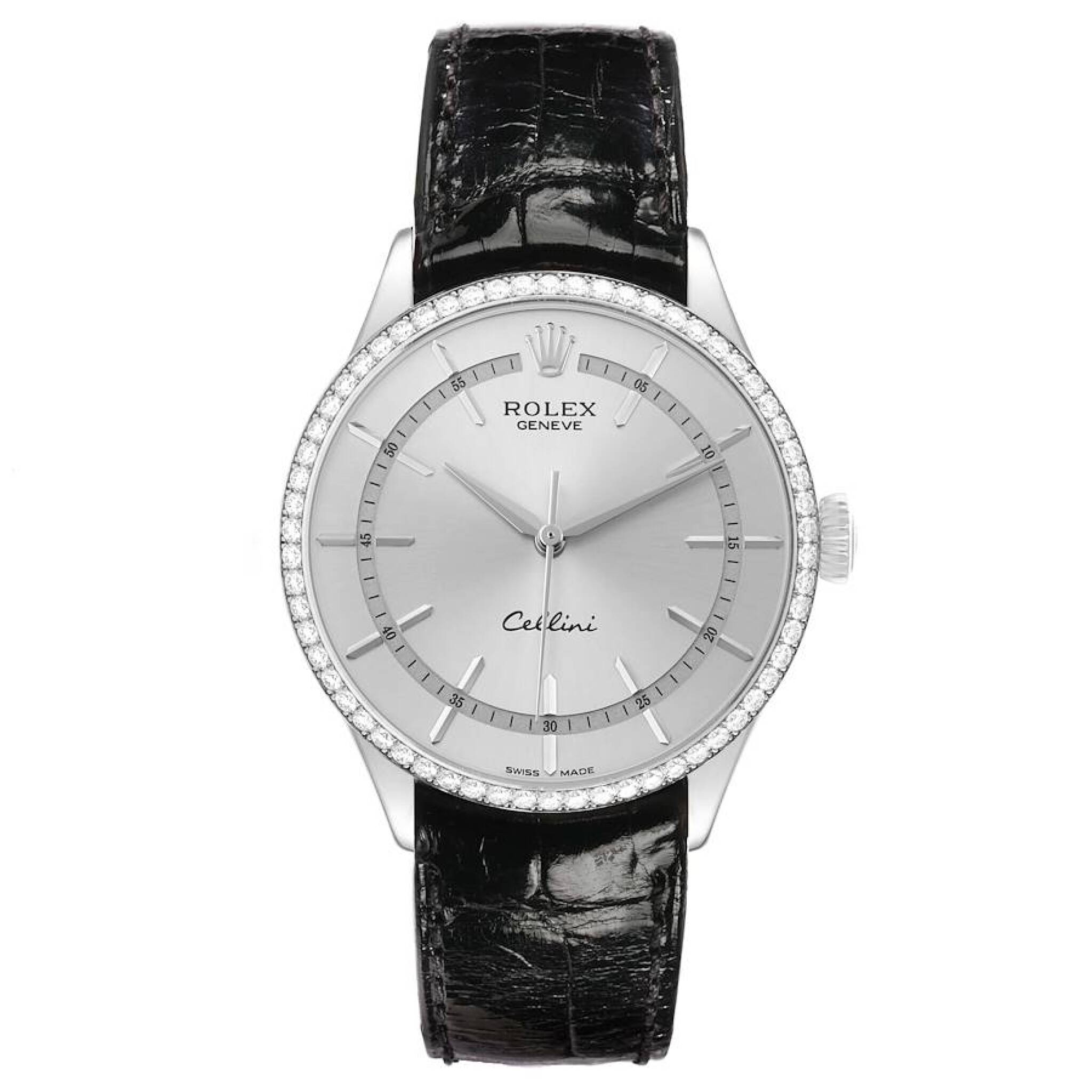 Cellini (Reference 50709). A 39mm white gold diamond-set automatic wristwatch. — view 1