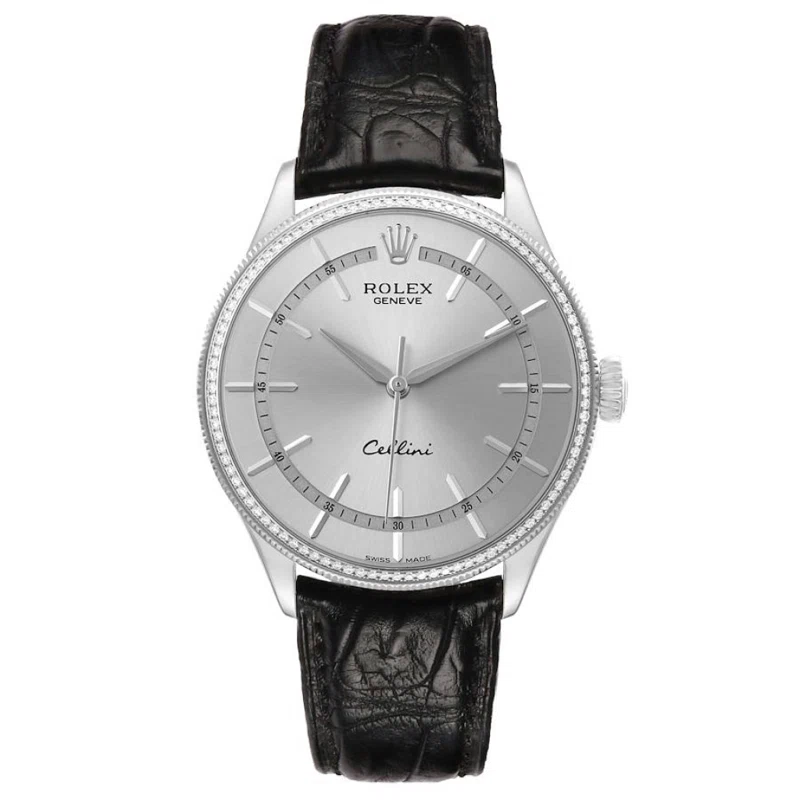 Cellini Time (Reference 50609). A 39mm white gold diamond-set automatic wristwatch. 2019