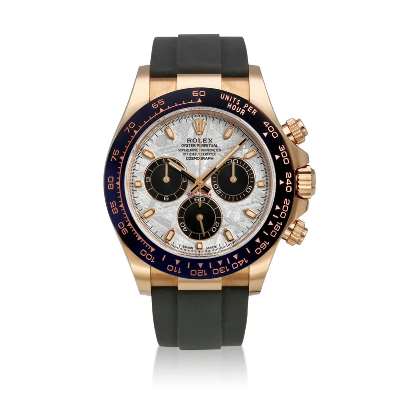Cosmograph Daytona Meteorite Dial (Reference 116515LN). A 40mm rose gold automatic wristwatch with chronograph. 2022