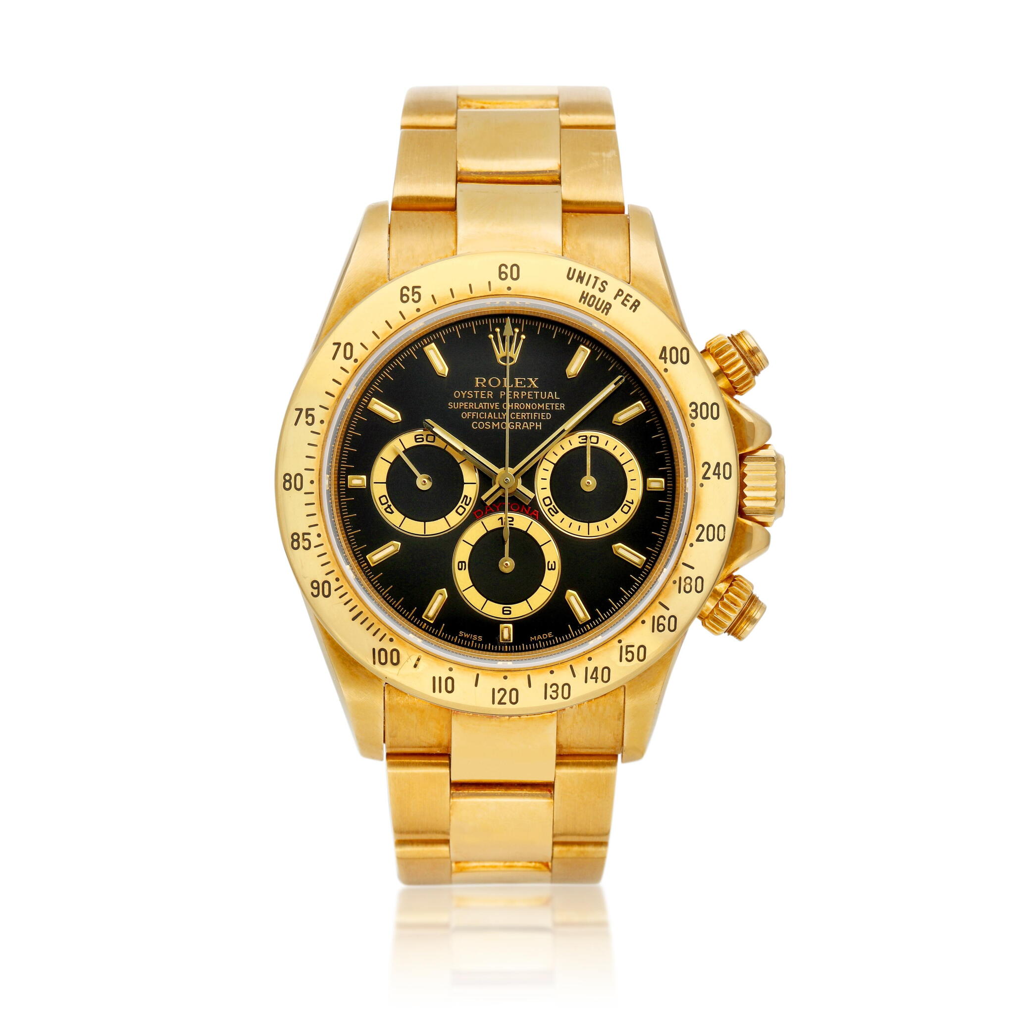 Cosmograph Daytona (Reference 16528). A 40mm yellow gold automatic wristwatch with chronograph. 1999 — view 1