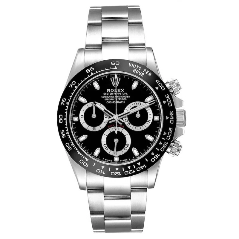 Cosmograph Daytona (المرجع 116500LN). ساعة يد من الفولاذ المقاوم للصدأ بقطر 40mm، بحركة أوتوماتيكية، مع كرونوغراف. 2016