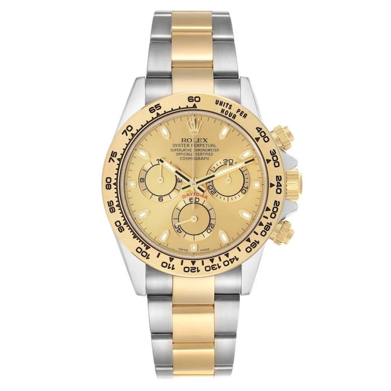 Cosmograph Daytona (المرجع 116503). ساعة يد من الذهب الأصفر والفولاذ المقاوم للصدأ بقطر 40mm، بحركة أوتوماتيكية، مع كرونوغراف.