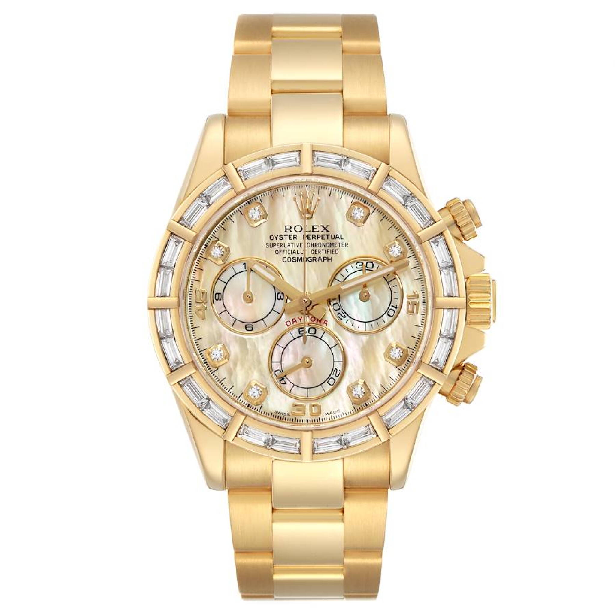 Cosmograph Daytona (Reference 116568BR). A 40mm yellow gold diamond set automatic wristwatch with chronograph. 2002 — view 1