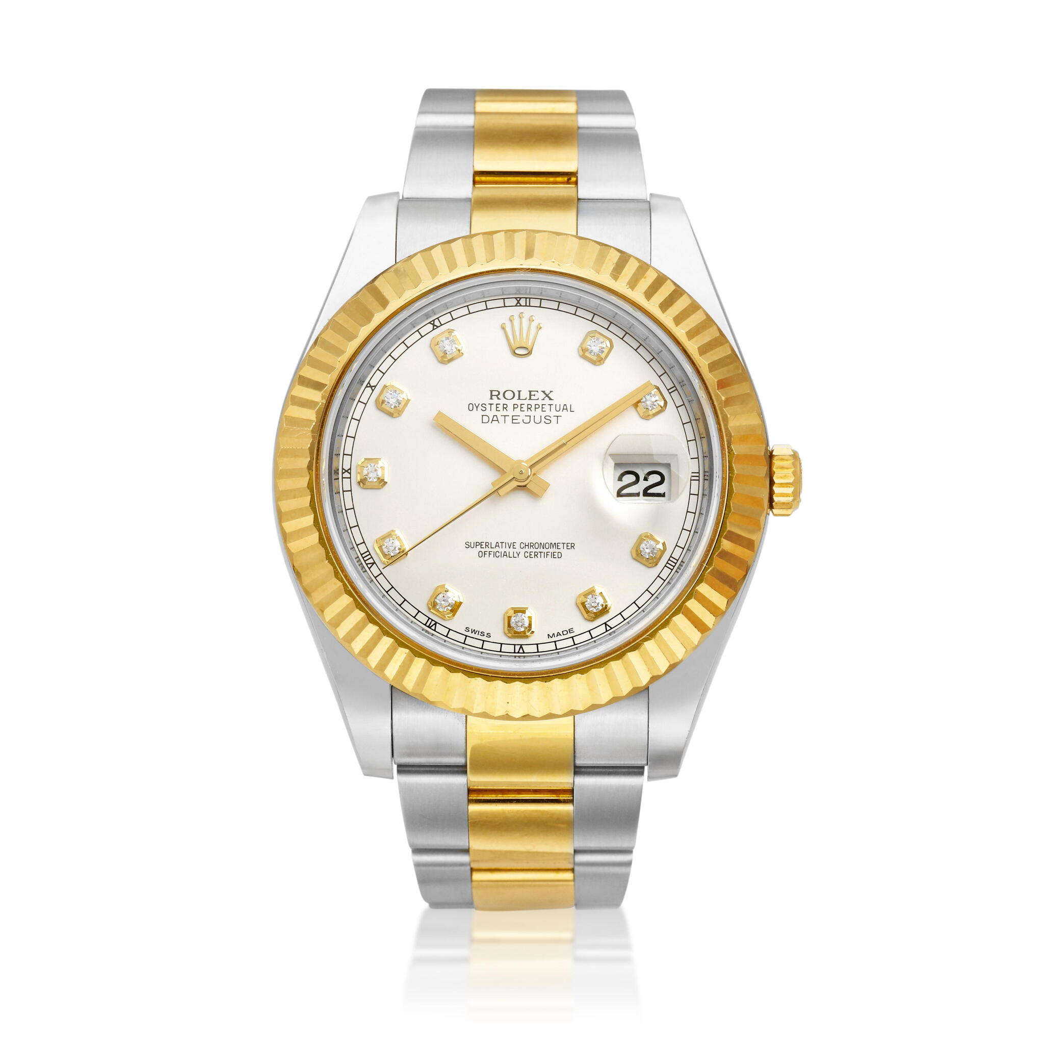DateJust (Reference 116333). A yellow gold, stainless steel and diamond-set automatic wristwatch with date and bracelet. Circa 2013 — view 1