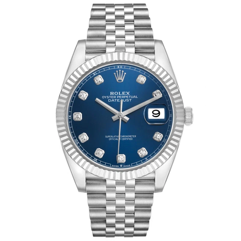 Datejust (Reference 126334). A 41mm stainless steel white gold diamond-set automatic wristwatch with date. 2020