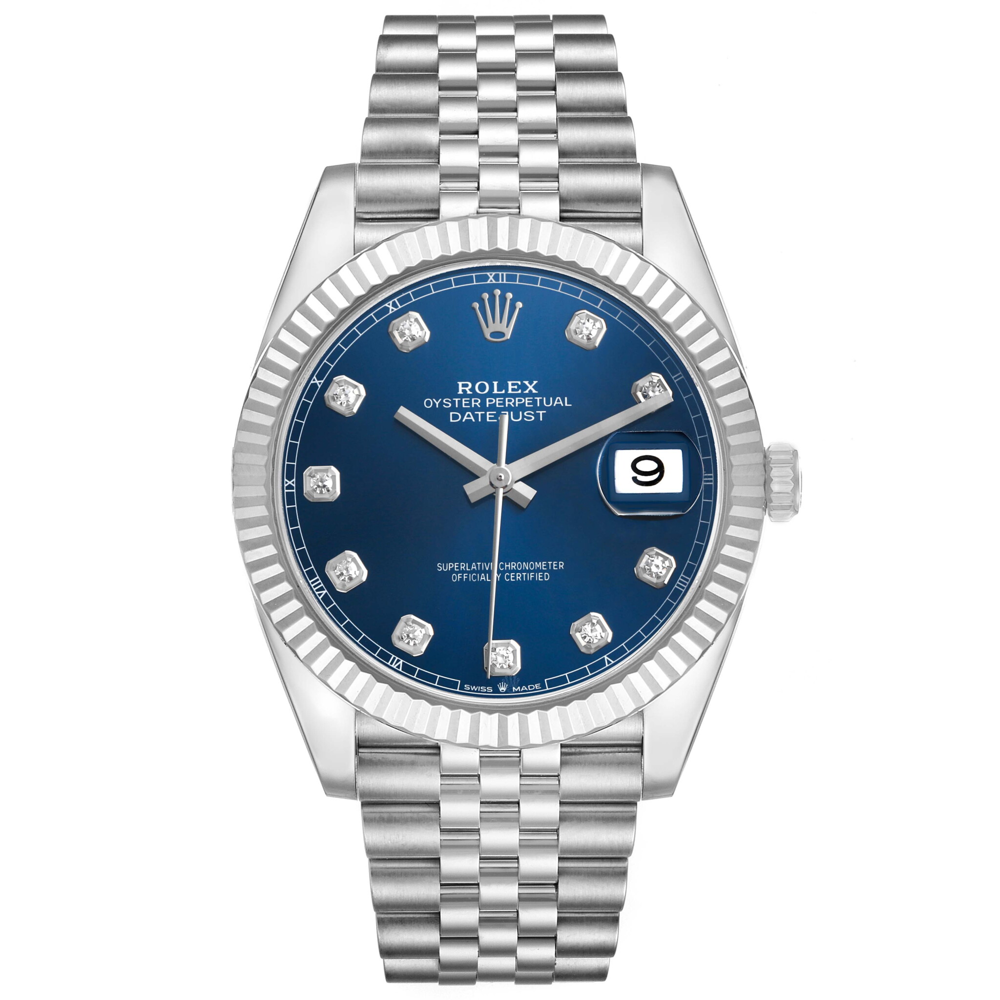 Datejust (Reference 126334). A 41mm stainless steel white gold diamond-set automatic wristwatch with date. 2020 — view 1