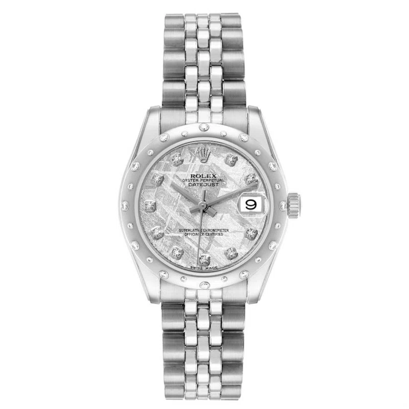 Datejust Meteorite Dial (Reference 178344). A 31mm white gold stainless steel diamond-set automatic wristwatch with date. 2013
