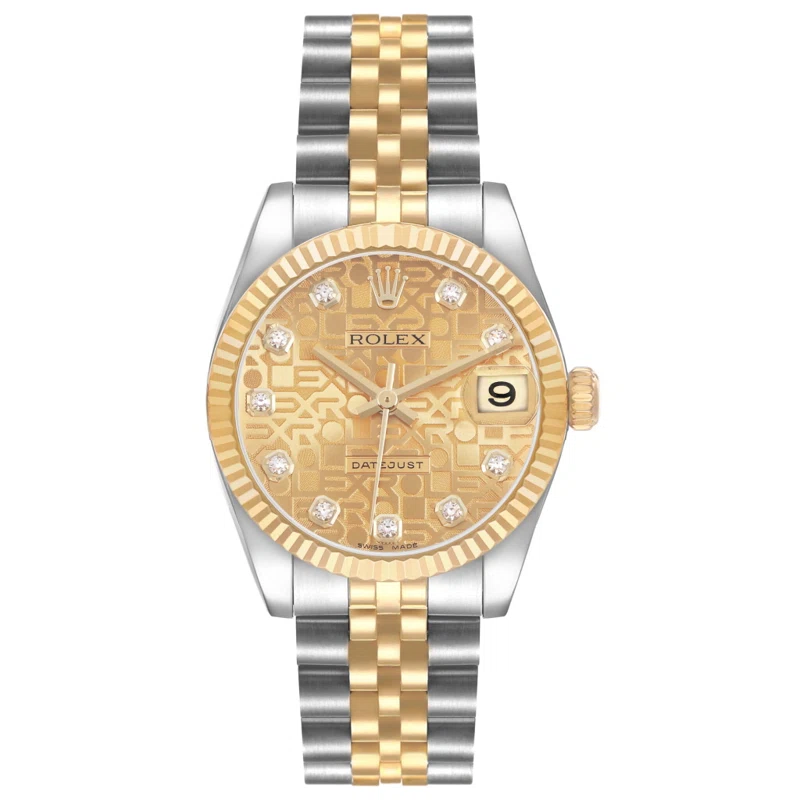 Datejust 'Anniversary' Dial (Reference 178273). A 31mm stainless steel yellow gold diamond-set automatic wristwatch with date. 2011