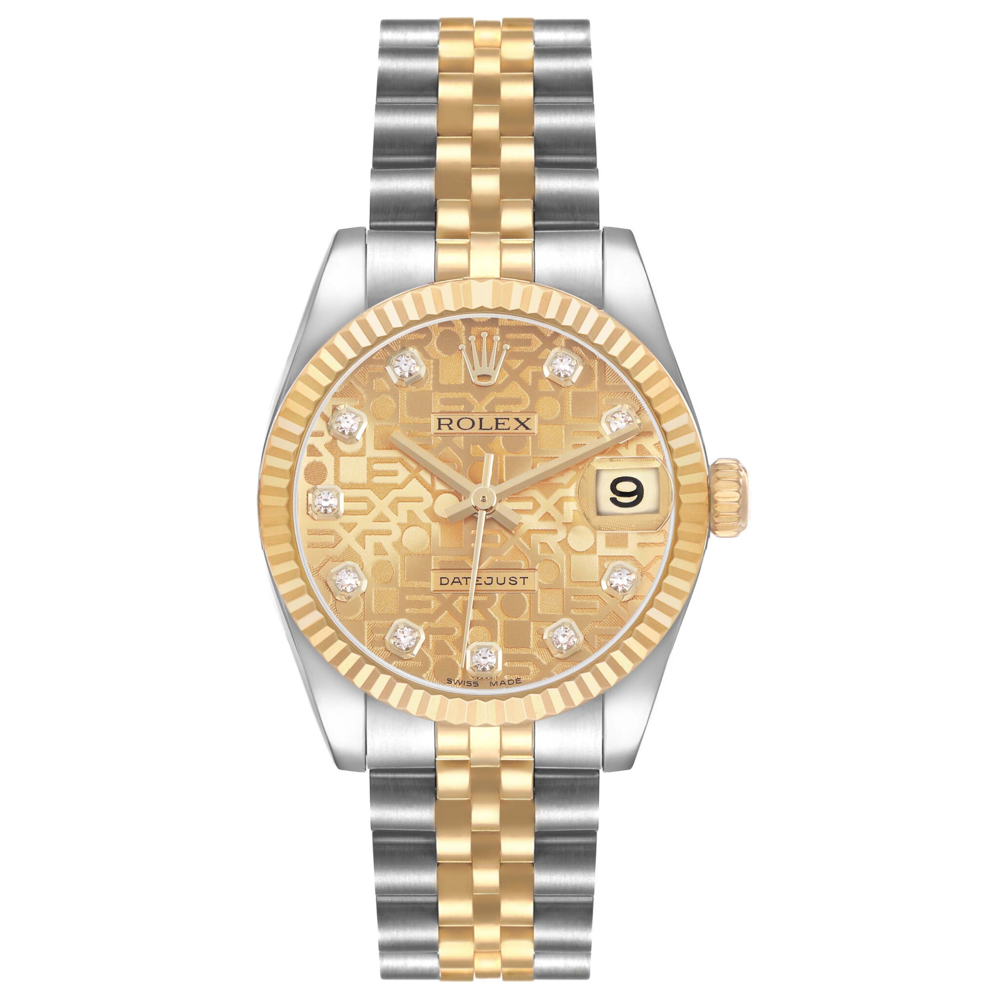 Datejust 'Anniversary' Dial (Reference 178273). A 31mm stainless steel yellow gold diamond-set automatic wristwatch with date. 2011 — view 1