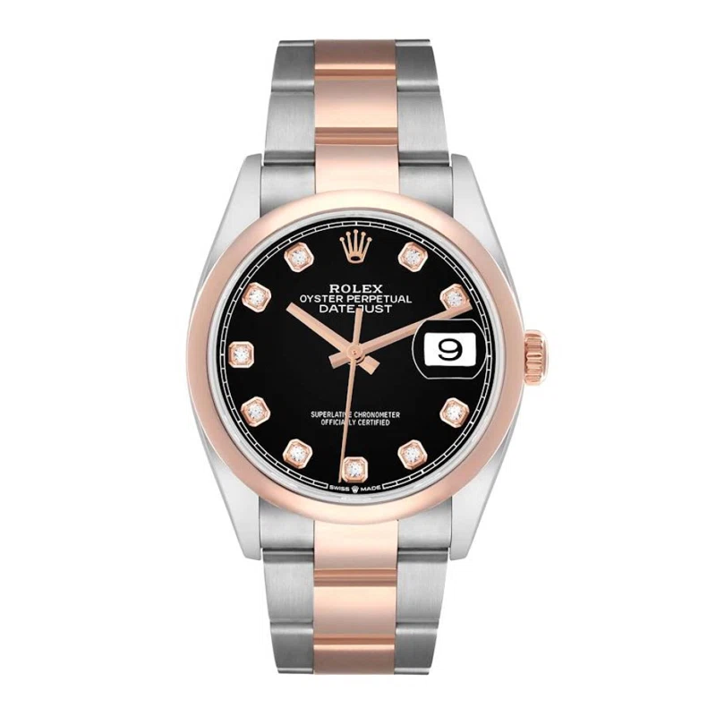 Datejust (Reference 126201). A 36mm rose gold stainless steel diamond-set automatic wristwatch with date. 2019