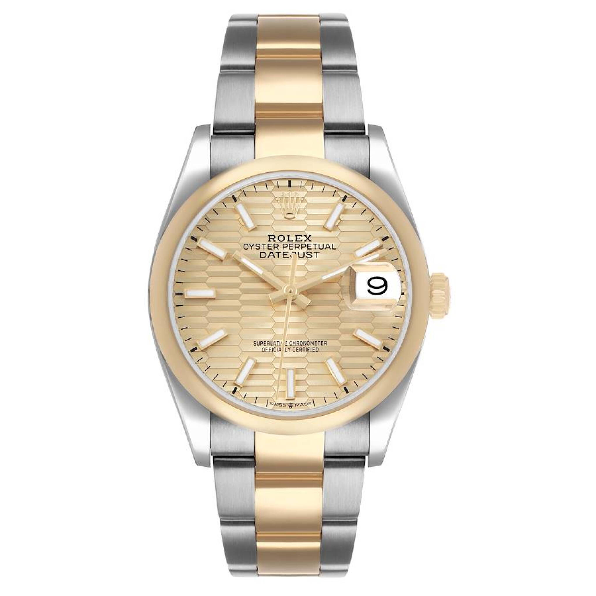 Datejust (Reference 126203). A 36mm yellow gold stainless steel automatic wristwatch with date. 2019 — view 1